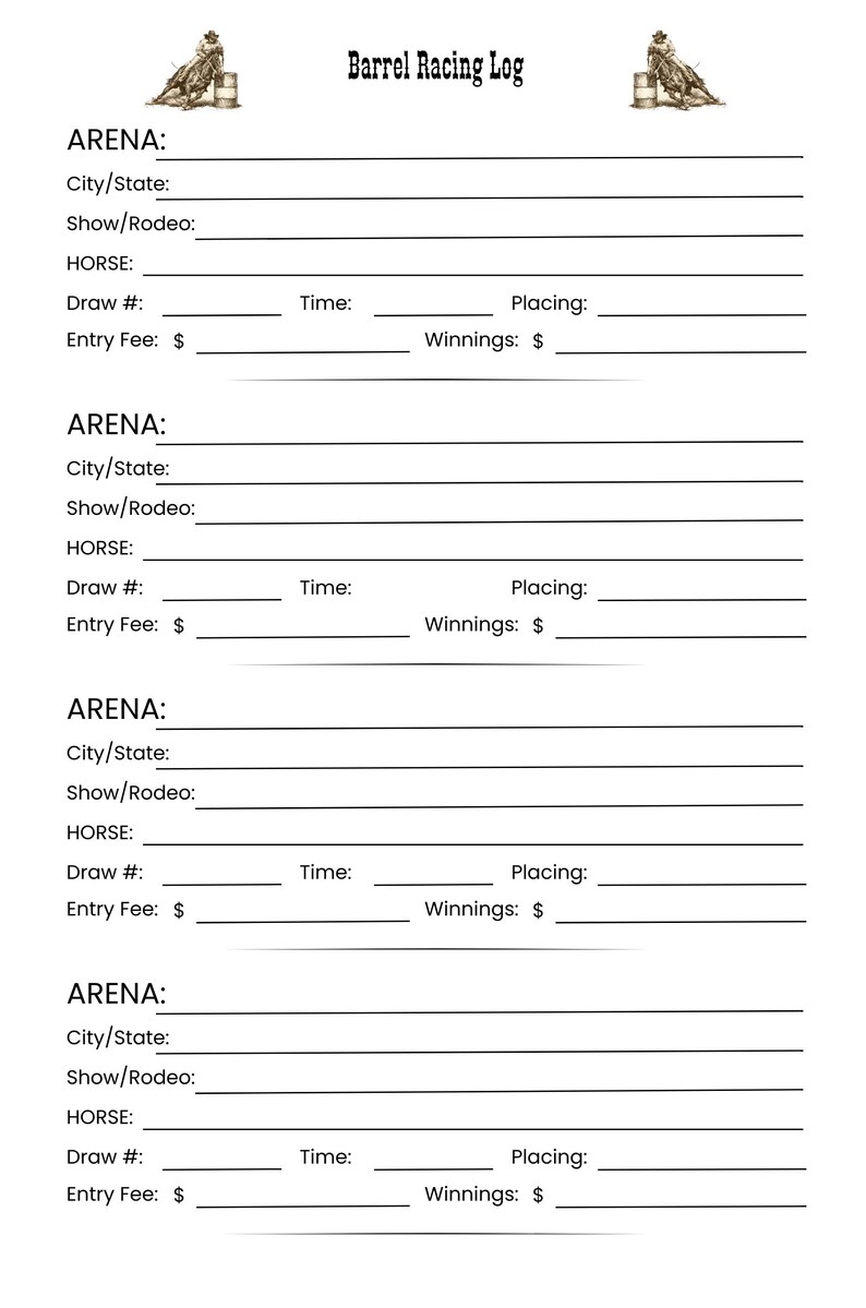 Classic Racing Log 2026 Barrel Racing Log Book | Western Rodeo Planner for Barrel Racers ...