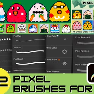 32 Pixel brushes for procreate, cute pixel brushes, animation brushes | Create Retro-Inspired Digital Art with Pixel Precision