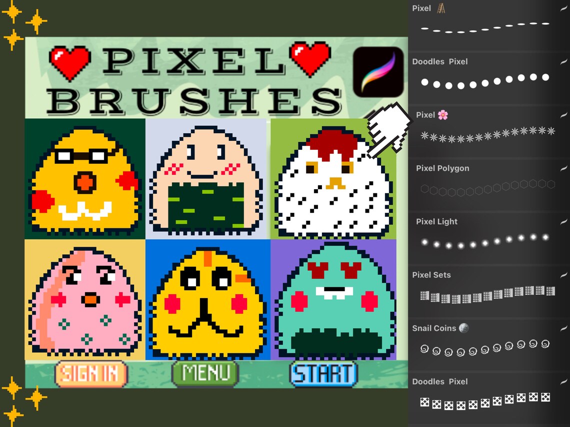 Cute Pixel Brushes for Procreate Pixel Brushes Animation Etsy
