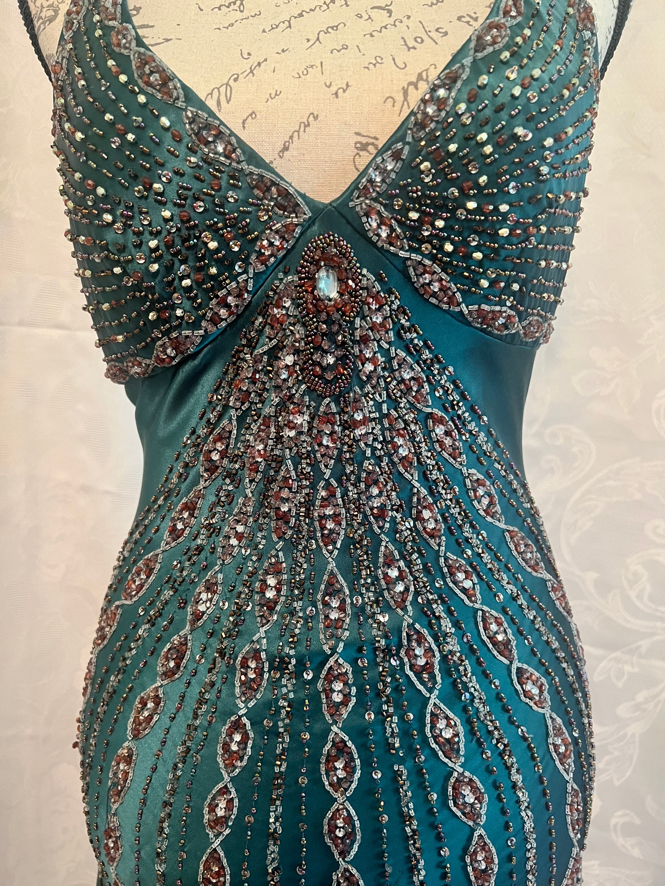 Sue Wong Nocturne Sz 6 Forest Green, Beaded Chiffon, Evening Gown. - Etsy