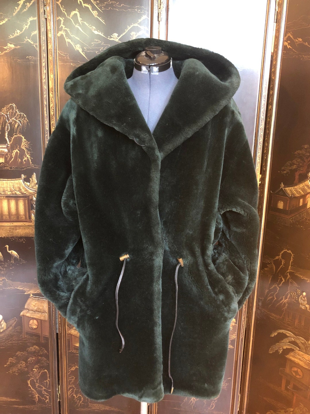J Percy for Marvin Richards, Forest Green, Faux Fur Coat J Percy for Marvin Richards, Forest Green, Faux Fur Coat