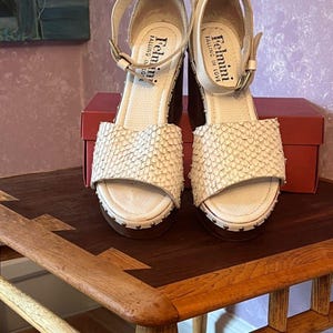 Felmini Python Leather Platform Clogs with Wooden Heel and ankle straps image 3