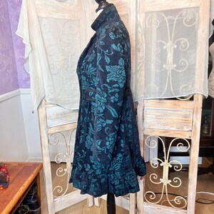 Elevenses from Anthropologie Quilted Double Breasted Pea Coat w Emerald Brocade image 3