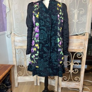 Elevenses from Anthropologie Quilted Double Breasted Pea Coat w Emerald Brocade image 5