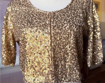 Gold Sequin Cropped Jacket - Women