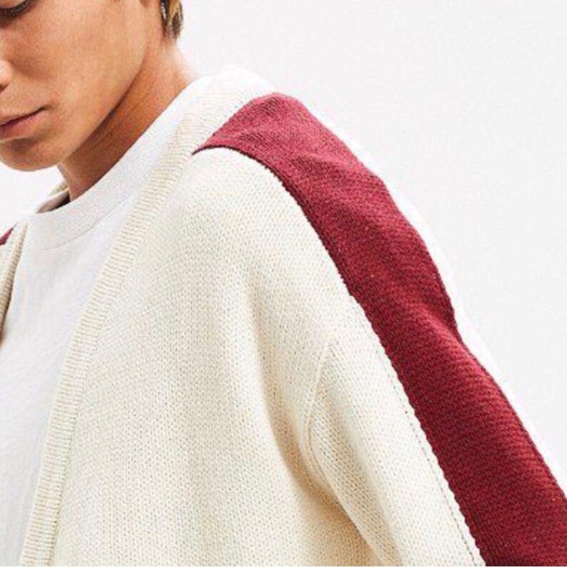 Urban Outfitters Cream and Burgundy Lettermens Button down Cardigan image 12