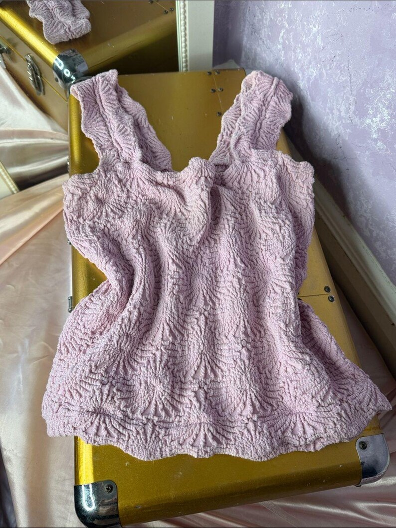 Free People Babyrosa Texturerat Linne med Fyrkantig Halsringning bild 5