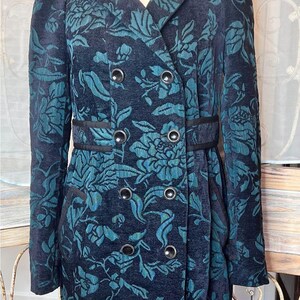Elevenses from Anthropologie Quilted Double Breasted Pea Coat w Emerald Brocade image 10
