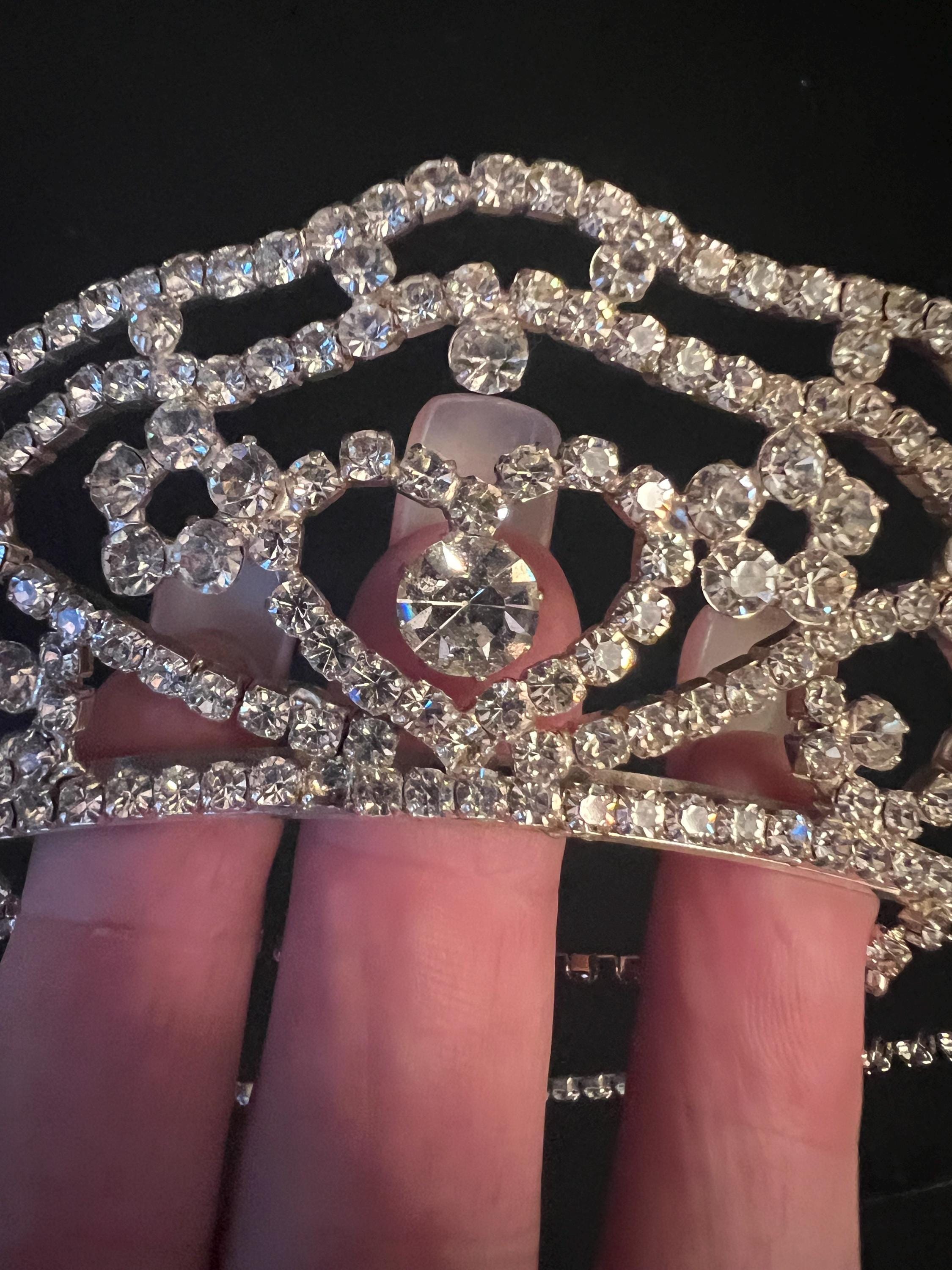 Rhinestone Bridal Tiara With Teardrop Chains - Etsy display picture 3