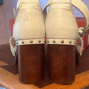 Felmini Python Leather Platform Clogs with Wooden Heel and ankle straps image 5