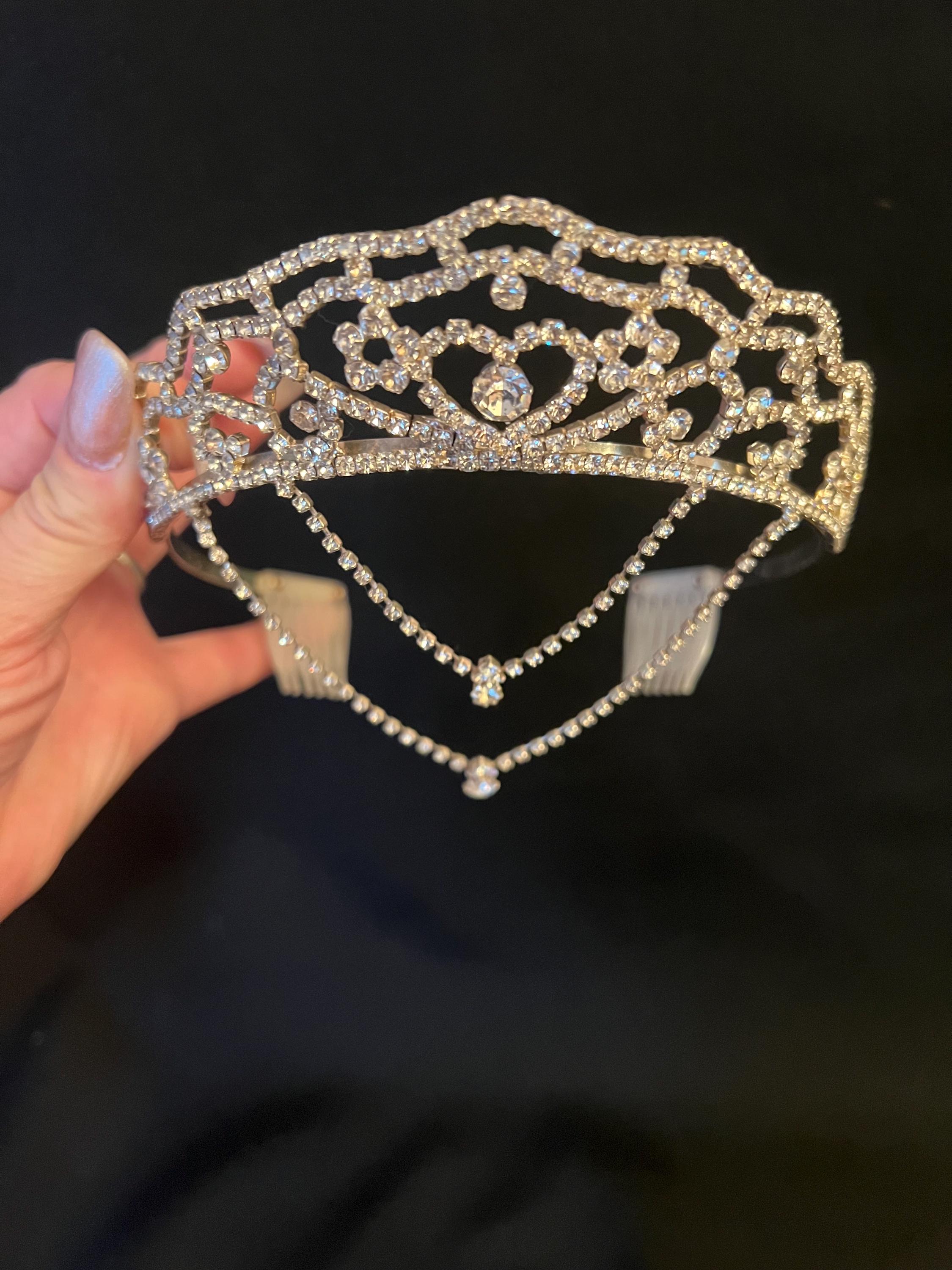 Rhinestone Bridal Tiara With Teardrop Chains - Etsy display picture 1