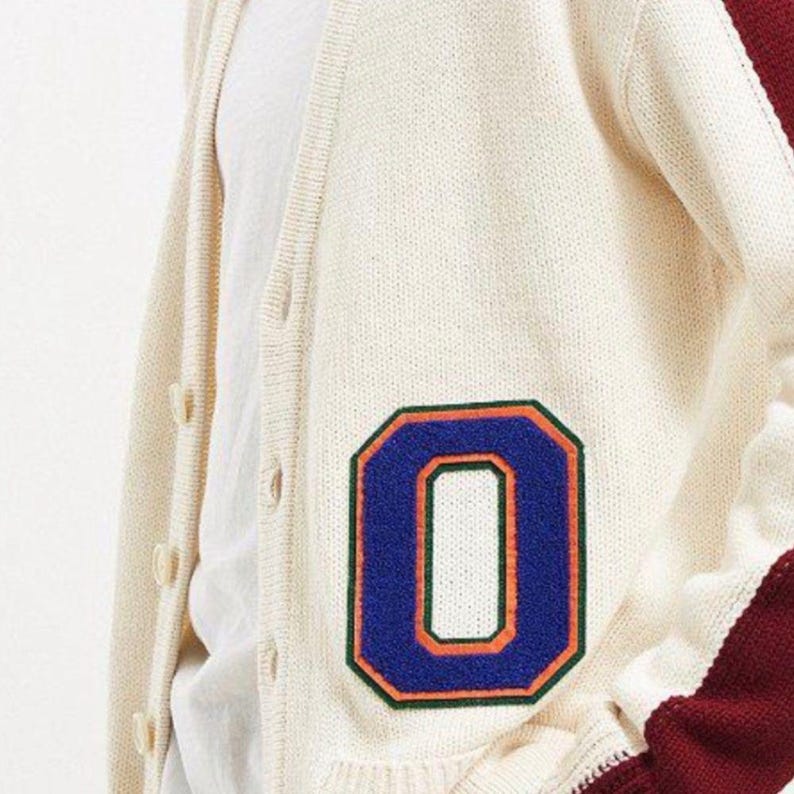 Urban Outfitters Cream and Burgundy Lettermens Button down Cardigan image 13