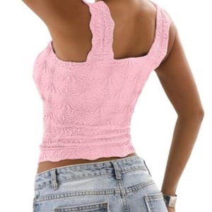 Free People Babyrosa Texturerat Linne med Fyrkantig Halsringning bild 3