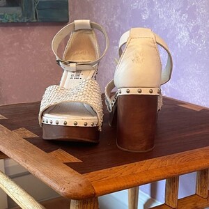 Felmini Python Leather Platform Clogs with Wooden Heel and ankle straps image 2