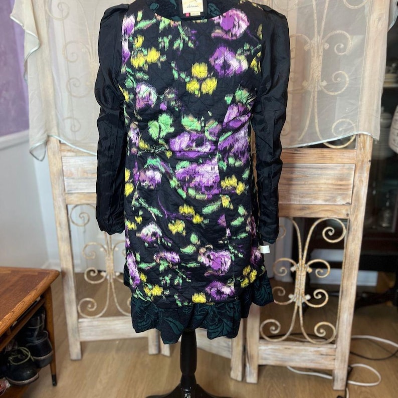 Elevenses from Anthropologie Quilted Double Breasted Pea Coat w Emerald Brocade image 6
