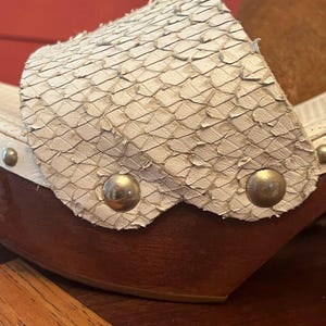 Felmini Python Leather Platform Clogs with Wooden Heel and ankle straps image 6