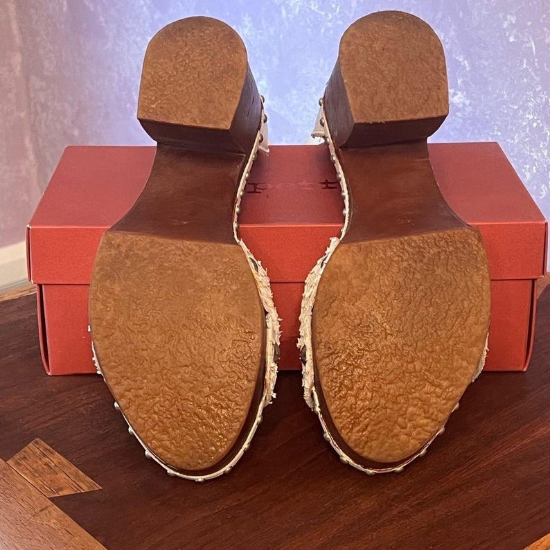 Felmini Python Leather Platform Clogs with Wooden Heel and ankle straps image 4