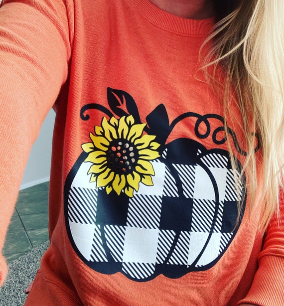 Pumpkin Plaid Sweater Etsy
