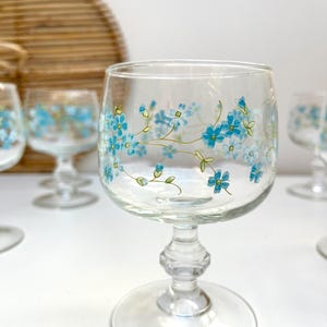 Arcopal Veronica Myosotis Set of 6 Stemmed Glasses / Blue Glasses Paris France