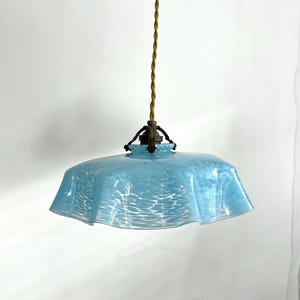 Art Deco opaline glass pendant light in Clichy blue