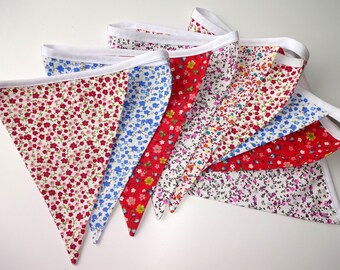 Handmade Floral Fabric Bunting: Shabby Chic Wedding Party Decor