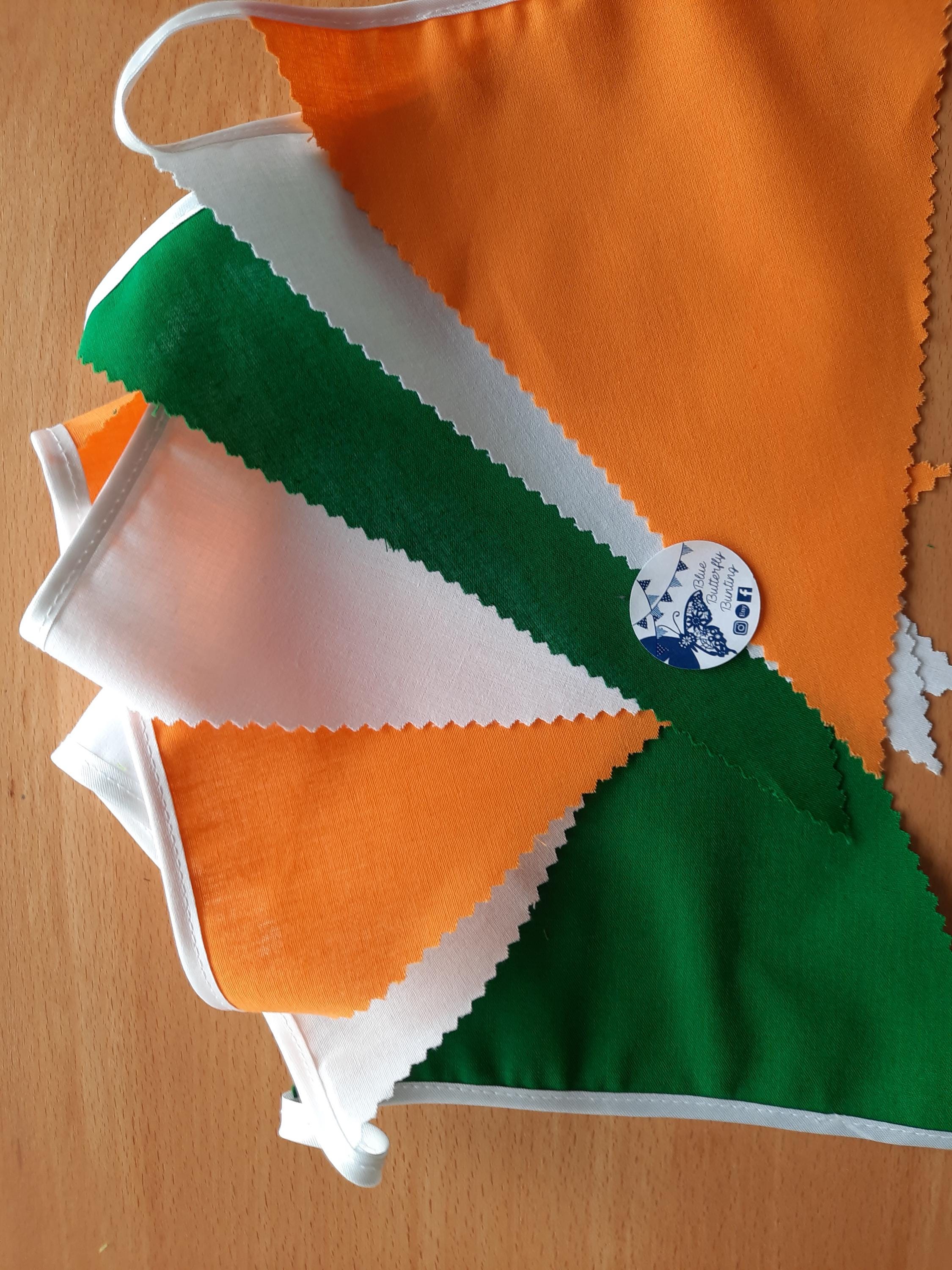 St. Patrick's Day Fabric Bunting Garland - Green, White & Orange Scalloped, 18 Inches Long - View #14