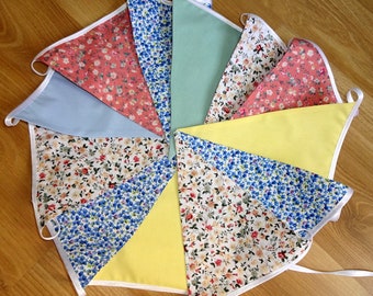 Vintage Floral Fabric Bunting: Shabby Chic Wedding Decoration