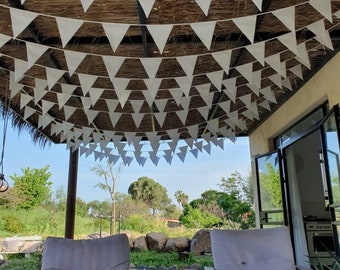 White Fabric Bunting: Wedding Garland, Party Decor