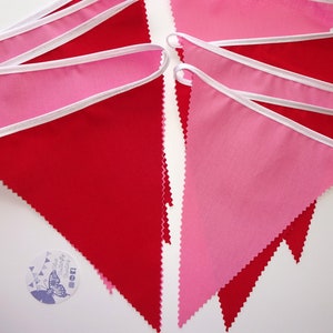 Wedding bunting, Red, Pink binting, banner, garlands, Bright colours bunting, Long wedding bunting, Fabric bunting