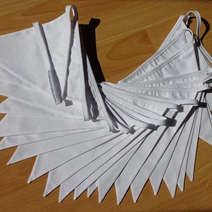 White bunting, double or single  bunting, White wedding decoration, Fabric bunting, flags, Home decor, Garden party decor, Garden decoration