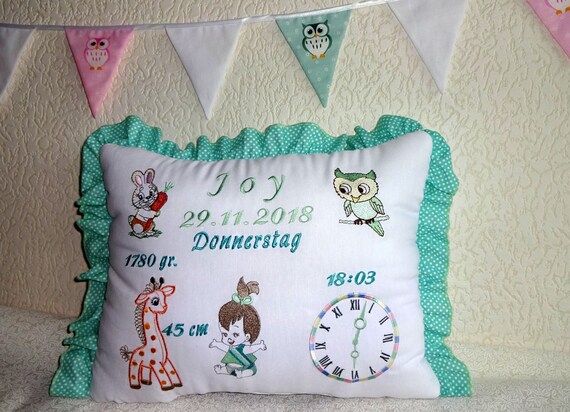 personalised new baby cushion