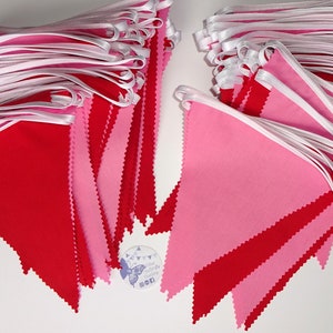 Valentine&#39;s bunting, Red and pink bunting, Long wedding bunting, banner, flags, Outdoor bunting, Garden party bunting, Wedding decoration