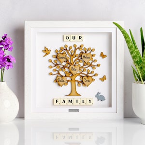 Our family tree, Framed family tree, Personalised Family Tree Gift Frame, Wooden Family Tree Picture Frame Gift, Family Tree Present, Xmas