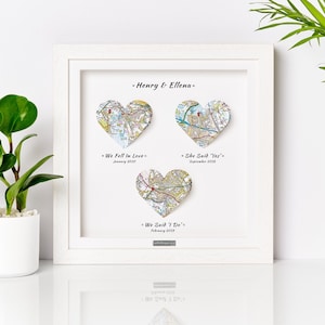 Geschenk für besondere Orte.  Drei Liebes-Herz-Karten-Design handgemacht von A Gift of Happiness - Individuelle gerahmte Karte vorhanden
