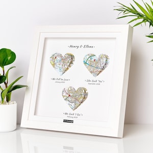 Geschenk für besondere Orte.  Drei Liebes-Herz-Karten-Design handgemacht von A Gift of Happiness - Individuelle gerahmte Karte vorhanden