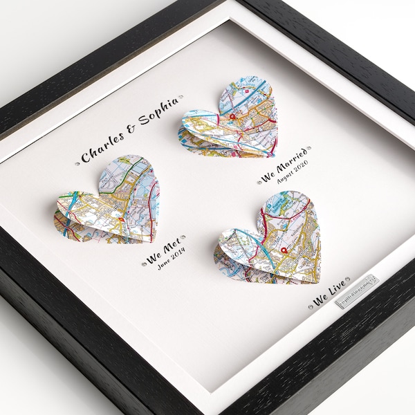 Linen Anniversary, Present, Gift, Linen Gifts, Linen Presents, Personalised Sentimental Framed Map Gift, Fourth Anniversary, 4th Anniversary