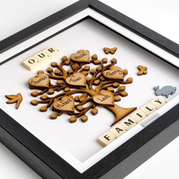 5 Year Wood Anniversary Gifts - 5th Anniversary Gift For Couple - Personalised - 5 Years Wooden Wedding Anniversary - Family Tree Frame