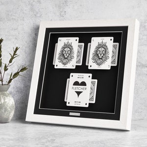 Cadeau d'un marié à l'autre le jour du mariage, cadre cadeau personnalisé en verre pour cartes à jouer Mr et Mr, thème Roi Lion, anniversaire