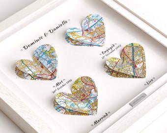 Framed Map Gift - WEDDING, ANNIVERSARY - ENGAGEMENT - Special Occasions, Cherished Memories. Personalised Map Gifts - **New Frame Design**