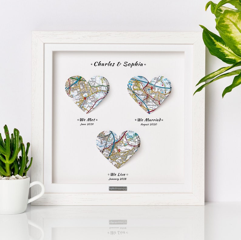 We met We married We Live. Heart Map Print. Wedding Gift. Anniversary Gift. Engagement gift. Paper Anniversary gift. First Anniversary xmas image 2