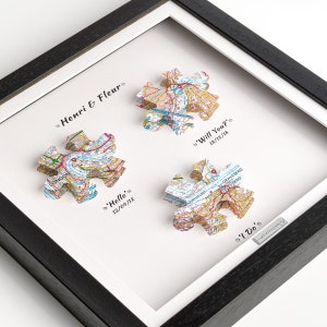 Hallo, Willst du, ich mache, Hochzeitstag Frau Geschenk Geschenk - Personalisierte Landkarten Rahmen - OS Maps Jigsaw Puzzleteile