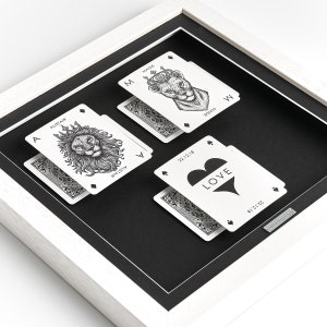 Cadeau roi et reine de la Saint-Valentin pour petit ami/petite amie/partenaire - cadre cadeau artistique personnalisé pour cartes à jouer