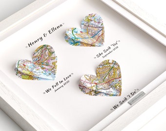Special Location Map Frame, Heart Map Frame, Map Gift, Anniversary Gift, Engagement Gift, Valentines Gift, Wedding Gift, Personalised Map