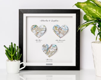 We met We married We Live. Heart Map Print. Wedding Gift. Anniversary Gift. Engagement gift. Paper Anniversary gift. Couple. Christmas gift