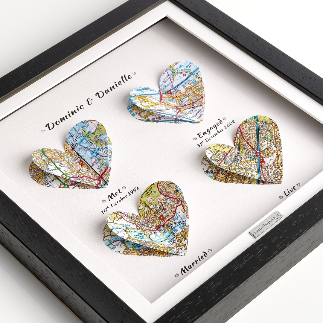 View of Personalised Map Print Anniversary and Wedding Gifts. Mapped Memories ...