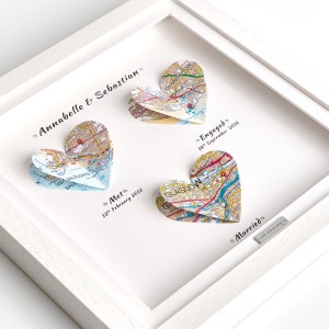 Rencontre, fiancés, mariés, cadeau d'anniversaire de mariage pour femme - Cadre pour cartes personnalisées - Cartes cardiaques OS