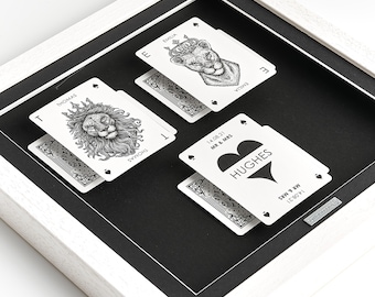 Linen Anniversary Map Playing Cards Gift: Custom Framed Art
