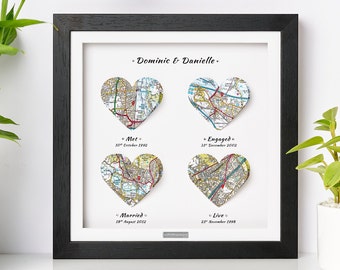 We met We married We Live. Heart Map Print. Wedding Gift. Anniversary Gift. Engagement gift. Paper Anniversary gift. First Anniversary Wife