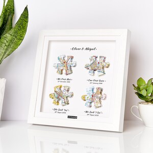 Personalized Map Picture Frame: First Met, First Date, She Said Yes, I Do