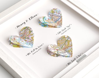 1 Jahr Papier Jahrestag Karten Bild Geschenk in Massivholz Box Rahmen - Personalisierte Papier Karten Design Erste Hochzeitstag Geschenkideen